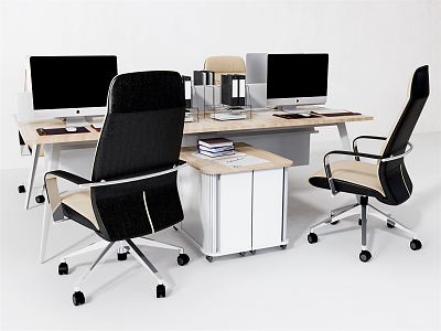 modern office desk chair desk 3d model