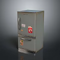 Vintage Computer Tower With Metal Finish And Decorative Stickers 3d model