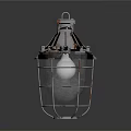 Industrial Rustic Furniture Lamp With Weathered Metal Cage And Handle Top