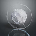 White Spherical Tech Device With Hexagonal Structure And Transparent Frame 3d model