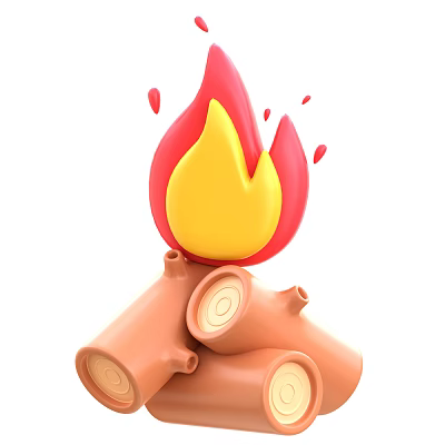Cozy Wood Fireplace With Burning Logs And Bright Flames At Home 3d model