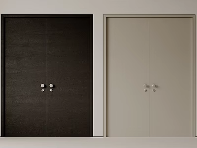 Modern Double Doors In Dark And Light Colors For Home Interior Design 3d model