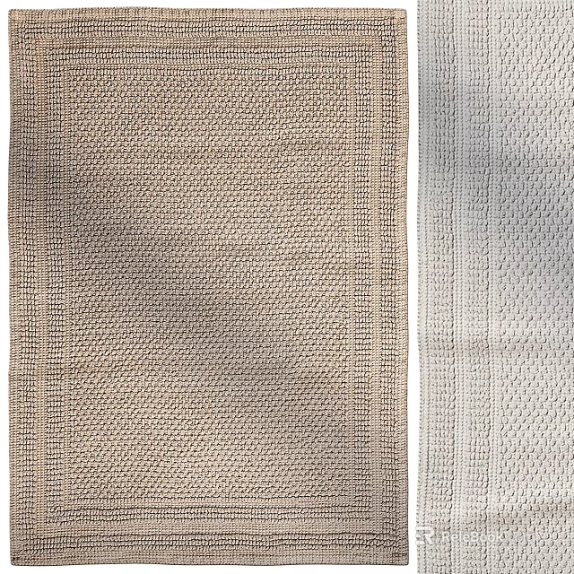 Beige And Gray Square Rugs With Soft Woven Texture For Minimalist Home Decor 3d model 
