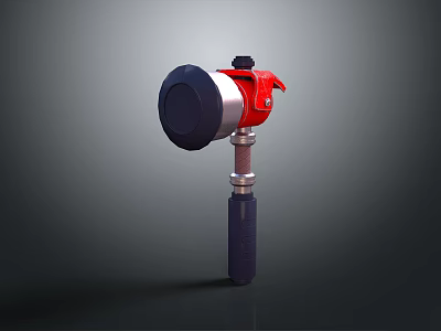 Red And Silver Circular Industrial Detector Device With Stable Stand 3d model