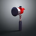 Red And Silver Circular Industrial Detector Device With Stable Stand 3d model