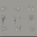 Door lock key lock cylinder filing cabinet file cabinet lock iron lock hardware 3d model