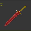 Elegant Silver Sword With Red Handle And Ornate Pommel Shiny Finish