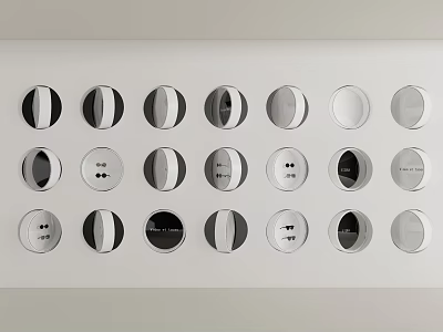 Modern Wall Design With Circular Decorative Elements In White And Black Arrangement 3d model