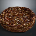 Natural Woven Basket With Round Shape And Warm Brown Intricate Texture