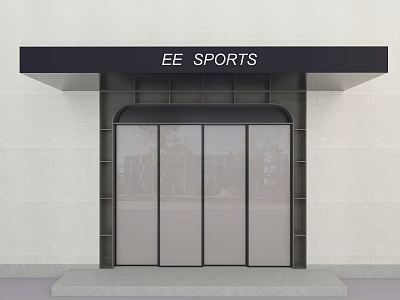 EE SPORTS Store Modern Entrance With Glass Doors And Branded Signage 3d model