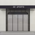 EE SPORTS Store Modern Entrance With Glass Doors And Branded Signage