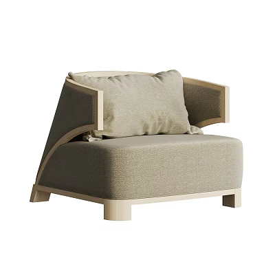 Modern Accent Chair With Light Gray Upholstered Seat Wooden Frame Armrests And Comfortable Cushion 3d model