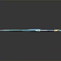 Blue Glowing Fantasy Blade With Golden Accents And Blue Hilt Elegant Design