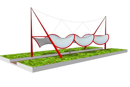 Modern Tensioned Membrane Special-shaped Membrane Pavilion Tensioned Membrane Structure Tensioned Membrane Corridor Curve 3d model