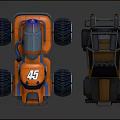 Electric Toy Monster Truck Racing Car Orange Brown Big Wheels Roof Exhaust for Kids Play