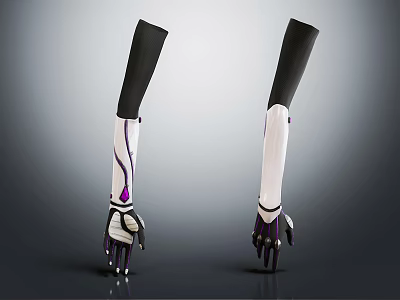 Futuristic Mechanical Arms With White Purple Design And Intricate Hand Structure 3d model