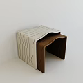 Modern Minimalist Beige And Brown Nested Stools With Curved Black Lines