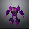 Purple Mechanical Robot Action Figure With Articulated Arms Legs And Wheel Base