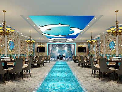 Mediterranean Restaurant Seafood Ballroom 3d model