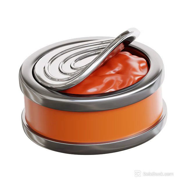 Open Canned Tomato Sauce With Pull Tab Lid And Orange Base 3d model 