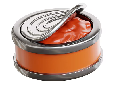 Open Canned Tomato Sauce With Pull Tab Lid And Orange Base 3d model
