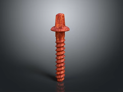 Red Industrial Screw Component For Heavy Duty Machinery Fastening Applications 3d model