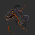 Reptile 3D Model With Open Mouth Sharp Teeth Yellow Eyes And Orange Tentacles