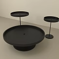 Modern Black Round Tray Style Coffee Table Set With Three Pieces And Sleek Design 3d model