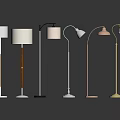 Furniture Floor Lamps In Various Styles With Wooden Metal Poles And Round Bases