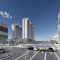 Urban Road Infrastructure At Traffic Intersection With Crosswalks Lanes And Vehicles