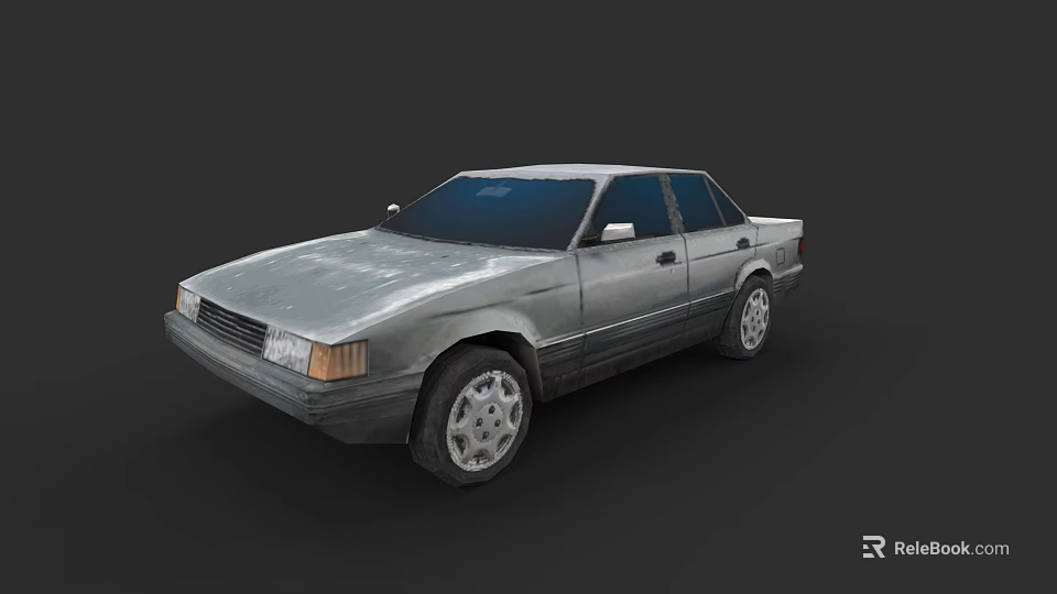 Elegant Silver Classic Sedan With Vintage Four Door Retro Exterior Design 3d model 