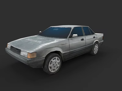 Elegant Silver Classic Sedan With Vintage Four Door Retro Exterior Design 3d model