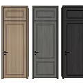 Three Different Color Wooden Swing Doors With Panel Design And Handles