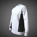 White High Neck Sweater With Black Contrast Panels And Modern Design