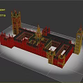 Cartoon Scene Of Historic Parliament Building With Towers Spires And Green Roof