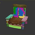 Vintage Yellow Sofa Stool With Crocodile Texture And Carved Wooden Legs