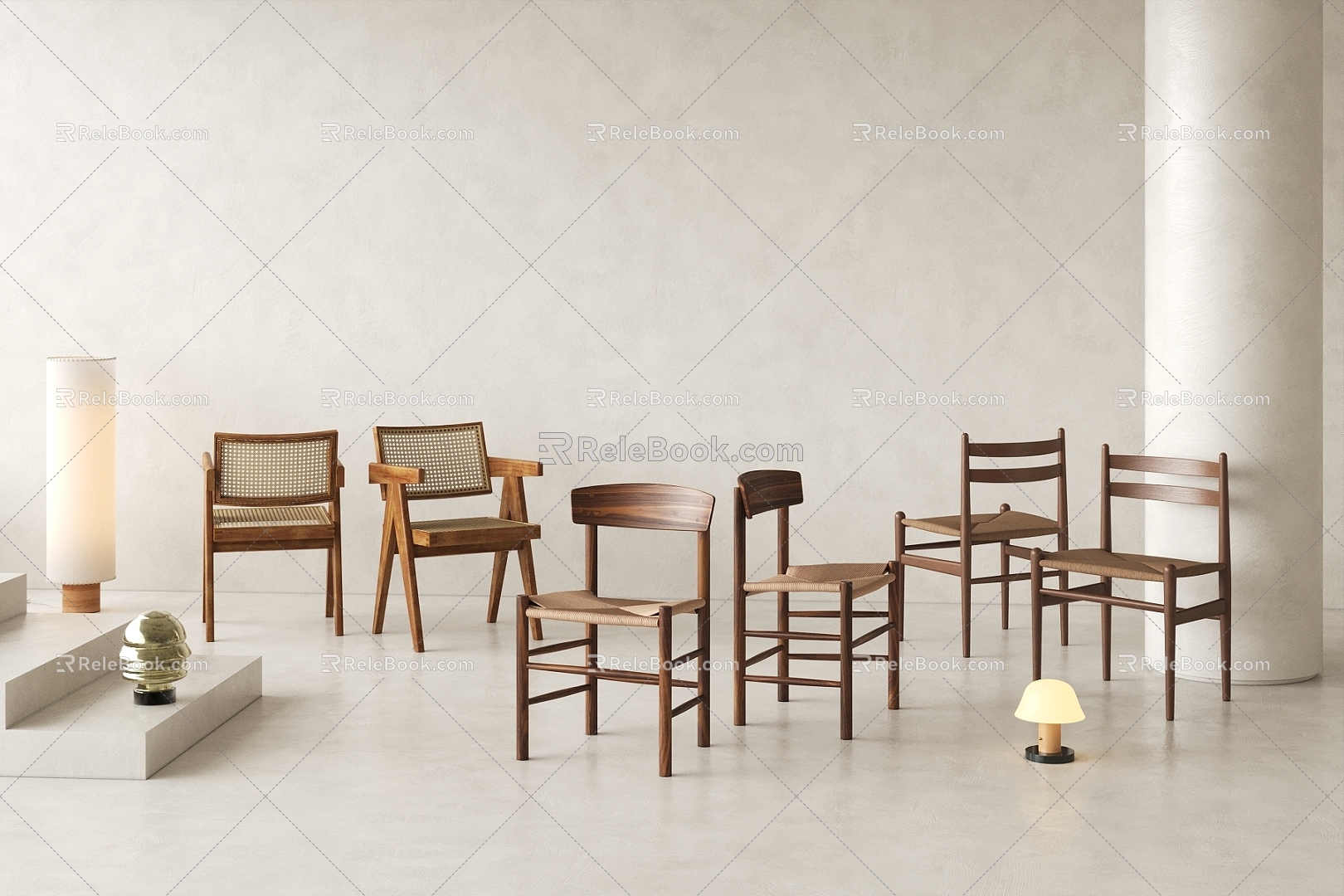 Classic Middle Ancient Chair Chandigarh Chair J39 Dining Chair Woven Leisure Chair Tradition Mushroom Table Lamp model