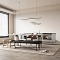 Modern Study Room Interior Design With Writing Desk Chair Window And Hanging Lights