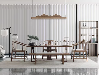 New Chinese Tea Room Zen Tea Room Tea Table and Chair Combination 3d model