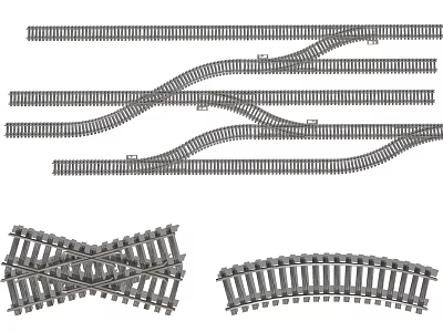 Essential Roadway Infrastructure Components Including Railroad Tracks Curves And Crossings 3d model