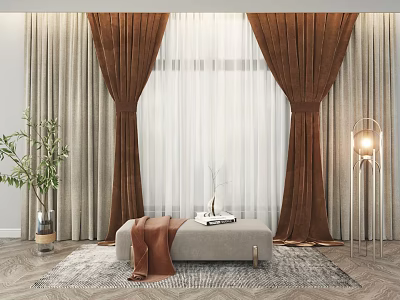 modern curtain fabric curtain gauze curtain 3d model