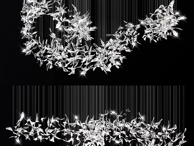 Elegant Crystal Chandelier With Sparkling Crystals And Branch Like Hanging Structure 3d model