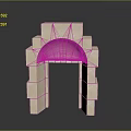 Scenic Stone Archway Made Of Light Colored Bricks Against Dark Background With Reflection