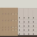 Wooden And Gray Lockers With Multiple Numbered Compartments For Storage 3d model