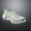 Modern Mesh Sneakers in White and Light Green with Thick Wavy Sole and Breathable Upper