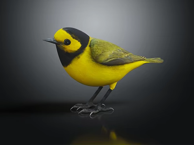 Modern bird yellow bird 3d model