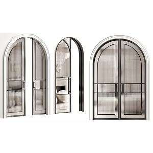 Arched glass swing door 3d model