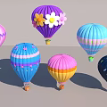 Multiple Colorful Hot Air Balloons With Floral Striped And Polka Dot Patterns