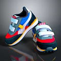 PUMA Children's Multicolor Sneakers With Velcro Straps And Yellow Sole