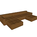 Brown Velvet Modular Sectional Sofa Featuring Spacious Seating and Modern Comfortable Design 3d model